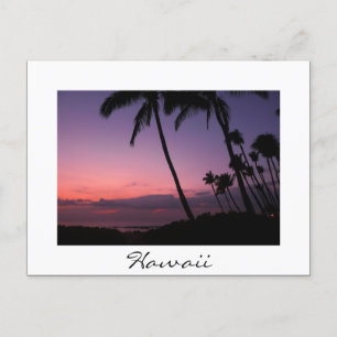 Carte Postale Coucher de soleil rose et violet blanc Hawaii cart