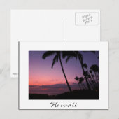 Carte Postale Coucher de soleil rose et violet blanc Hawaii cart (Devant / Derrière)