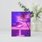 Carte Postale Coucher de soleil rose tropical (Debout devant)