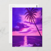 Carte Postale Coucher de soleil rose tropical (Devant / Derrière)