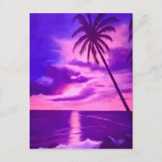 Carte Postale Coucher de soleil rose tropical