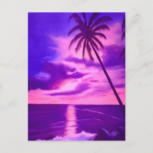 Carte Postale Coucher de soleil rose tropical (Devant)