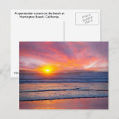 Carte Postale Coucher de soleil spectaculaire à Huntington Beach (Devant / Derrière)