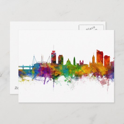 Carte Postale Coucher de soleil sur Cardiff au Pays de Galles (Devant / Derrière)