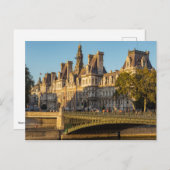 Carte Postale Coucher de soleil sur Hôtel de Ville à Paris, Fran (Devant / Derrière)