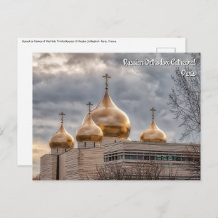 Carte Postale Coucher de soleil sur la cathédrale orthodoxe russ