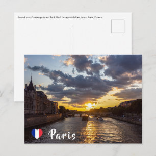 Carte Postale Coucher de soleil sur la Conciergerie - Paris, Fra