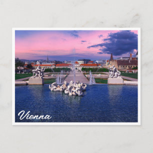 Carte Postale Coucher de soleil sur la fontaine de Vienne