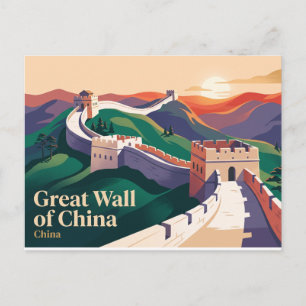 Carte Postale Coucher de soleil sur la Grande Muraille de Chine