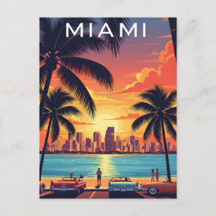 Carte Postale Coucher de soleil sur la ligne d'horizon de Miami