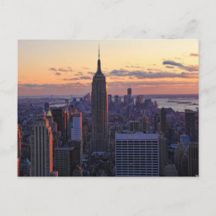 Carte Postale Coucher de soleil sur la ligne d'horizon de NYC