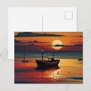 Carte Postale Coucher de soleil sur la mer art