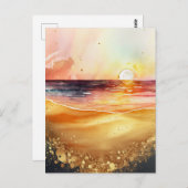 Carte Postale Coucher de soleil sur la plage (Devant / Derrière)