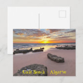 Carte Postale Coucher de soleil sur la plage de Gale à Albufeira (Devant / Derrière)