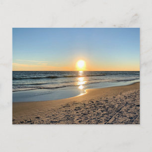 Carte Postale Coucher de soleil sur la plage dorée Photographie