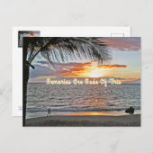 CARTE POSTALE COUCHER DE SOLEIL SUR LA PLAGE / LES SOUVENIRS SON (Devant / Derrière)