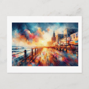 Carte Postale Coucher de soleil sur la promenade d'Atlantic City