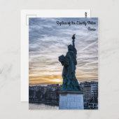 Carte Postale Coucher de soleil sur la réplique de la statue de  (Devant / Derrière)