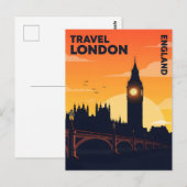 Carte Postale Coucher de soleil sur la skyline de Londres avec B (Devant / Derrière)