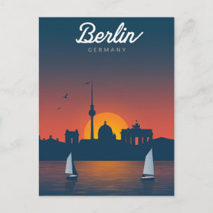 Carte Postale Coucher de soleil sur la ville de Berlin