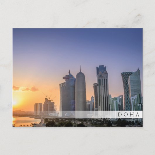 Carte Postale Coucher de soleil sur la ville de Doha, Qatar (Devant)