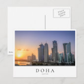 Carte Postale Coucher de soleil sur la ville de Doha, Qatar (Devant / Derrière)