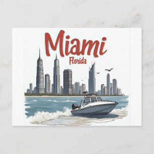 Carte Postale Coucher de soleil sur la ville de Miami en Floride