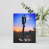 Carte Postale Coucher de soleil sur le cactus saguaro d'Arizona  (Debout devant)