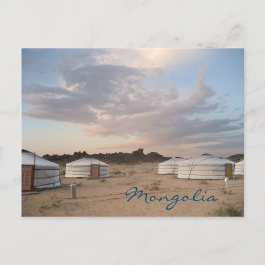 Carte Postale Coucher de soleil sur le camp de ger en Mongolie (Devant)