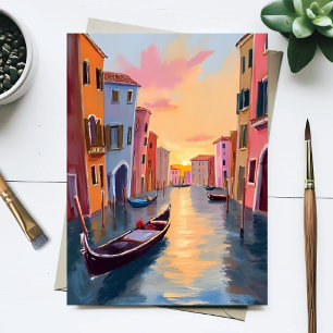 Carte Postale Coucher de soleil sur le canal de Venise à la gond