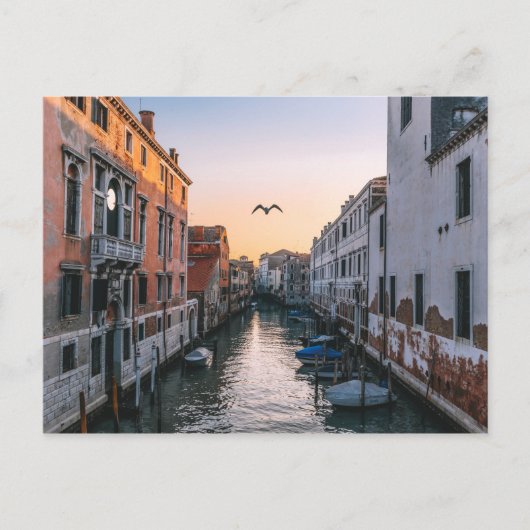 CARTE POSTALE COUCHER DE SOLEIL SUR LE CANAL DE VENISE, ITALIE (Devant)