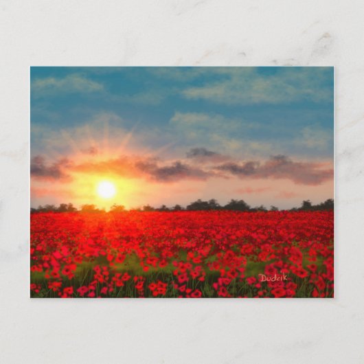 Carte Postale Coucher de soleil sur le champ de coquelicot JW (Devant)