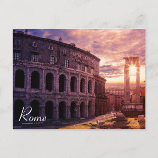 Carte Postale Coucher de soleil sur le Colisée de Rome à Rome