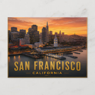 Carte Postale Coucher de soleil sur le front de mer de San Franc