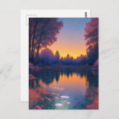 Carte Postale Coucher de soleil sur le lac de Charme (Devant / Derrière)