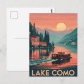Carte Postale Coucher de soleil sur le lac de Côme (Devant / Derrière)