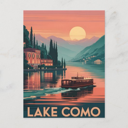 Carte Postale Coucher de soleil sur le lac de Côme (Devant)