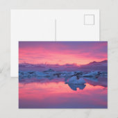 Carte Postale Coucher de soleil sur le lagon du glacier Jokulsar (Devant / Derrière)