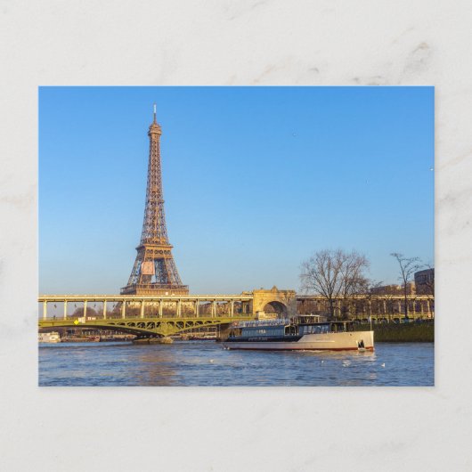 Carte Postale Coucher de soleil sur le métro traversant le pont (Devant)