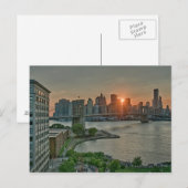 Carte Postale Coucher de soleil sur le pont Brooklyn (Devant / Derrière)