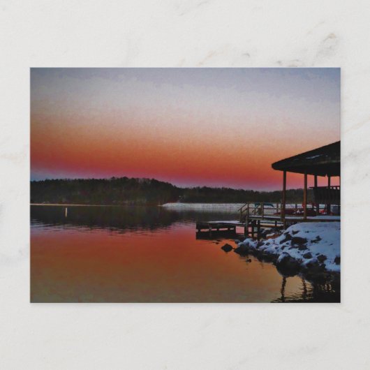Carte Postale Coucher de soleil sur le quai du lac Arrowhead (Devant)