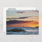 Carte Postale Coucher de soleil sur le rocher pélican, île Dauph (Devant / Derrière)