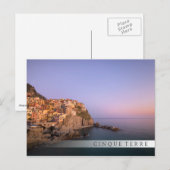 Carte Postale Coucher de soleil sur le village de Manarola dans (Devant / Derrière)