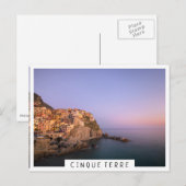 Carte Postale Coucher de soleil sur le village de Manarola dans  (Devant / Derrière)