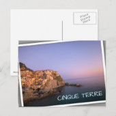 Carte Postale Coucher de soleil sur le village de Manarola dans  (Devant / Derrière)