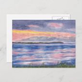 Carte Postale Coucher de soleil sur les aquarelles de l'île Kell (Devant / Derrière)