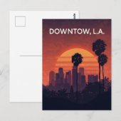 Carte Postale Coucher de soleil sur les palmiers de Los Angeles (Devant / Derrière)