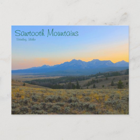 Carte Postale Coucher de soleil sur les Sawtooths (Devant)