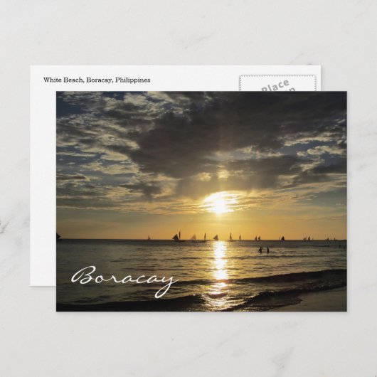 Carte Postale coucher de soleil sur les vagues à Boracay (Devant / Derrière)