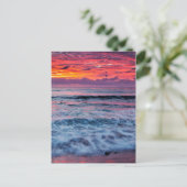 Carte Postale Coucher de soleil sur les vagues de l'océan, Calif (Debout devant)
